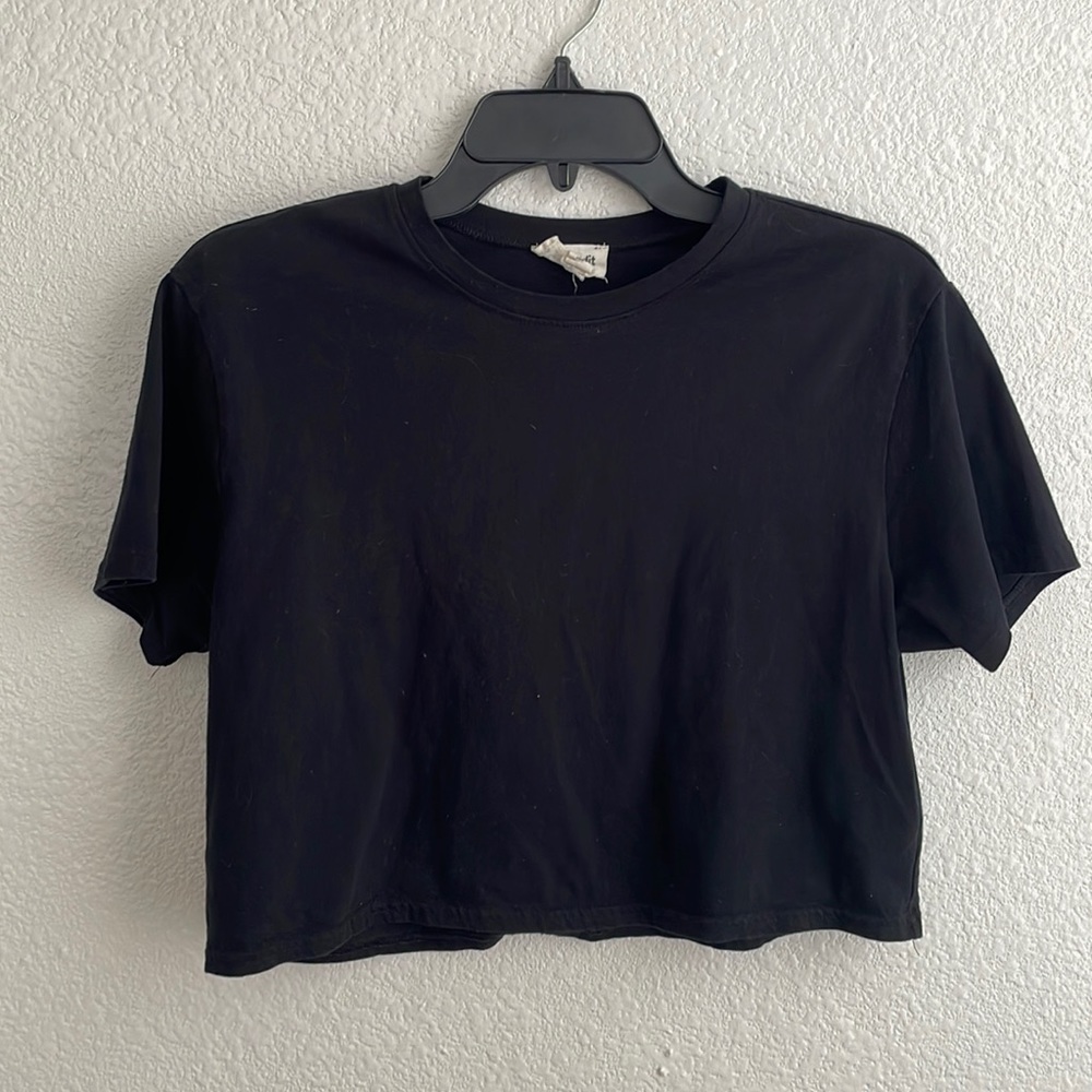 Black 100% cotton crop top, XS